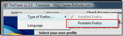 näpistama optimeerima kaasaskantavat Firefoxi