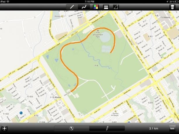 Map Ruler Touch para iPad Pista de jogging de medición a mano alzada