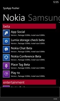 SysApp Pusher WP8 نوكيا