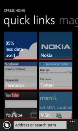 روابط سريعة Nokia Xpress WP7