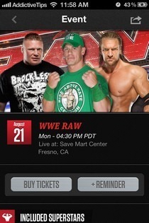 Evento WWE iOS