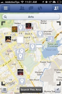 Pencarian Area iOS Facebook