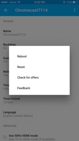 إعادة تعيين جهاز Chromecast