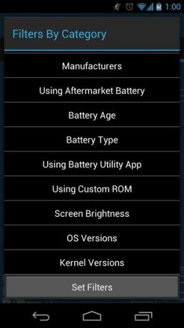 Batteri Sammenligne-Android-Filter