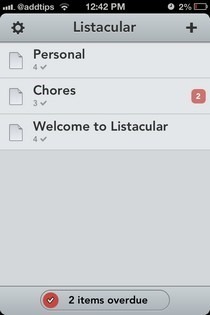 Listă pentru Dropbox iOS Home