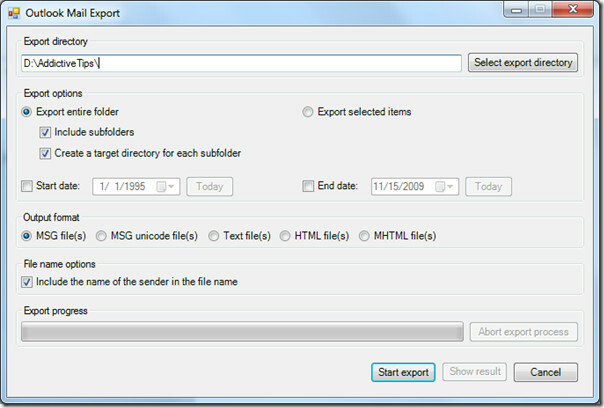 Export pošty aplikace Outlook 2010