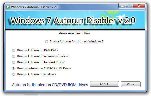 Windows 7 Autorun Disabler v 2.0